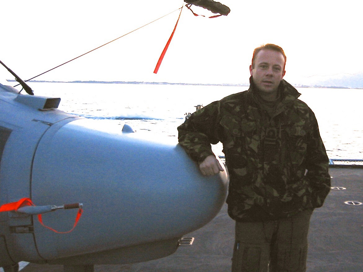 David Mercer on the flight deck, Royal Navy helicopter pilot